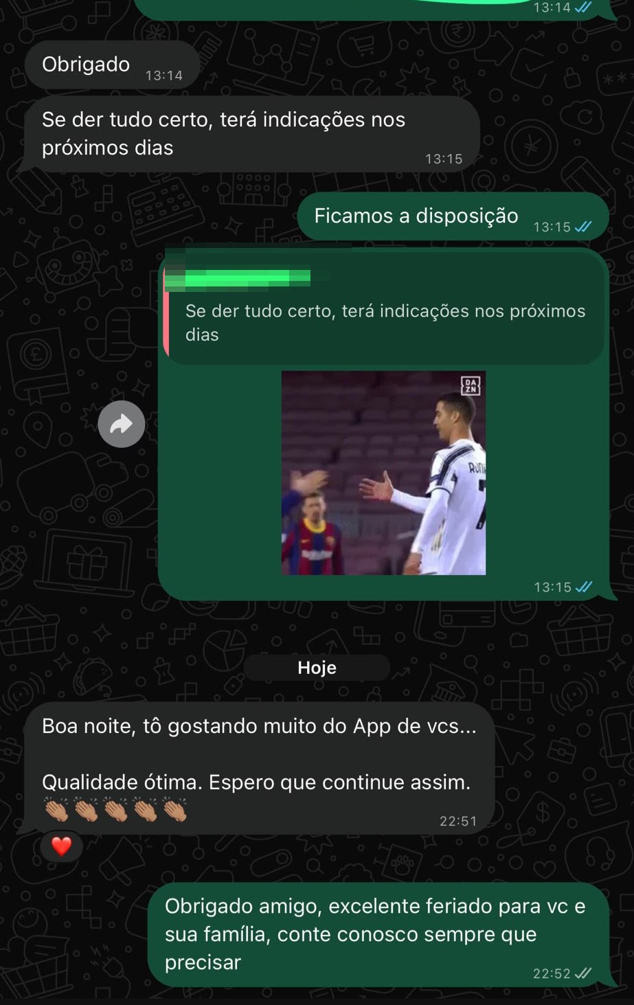 Print da conversa no WhatsApp com Flávia